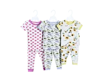 3Pcs Tight Fit Short Sleeve Sleepwear